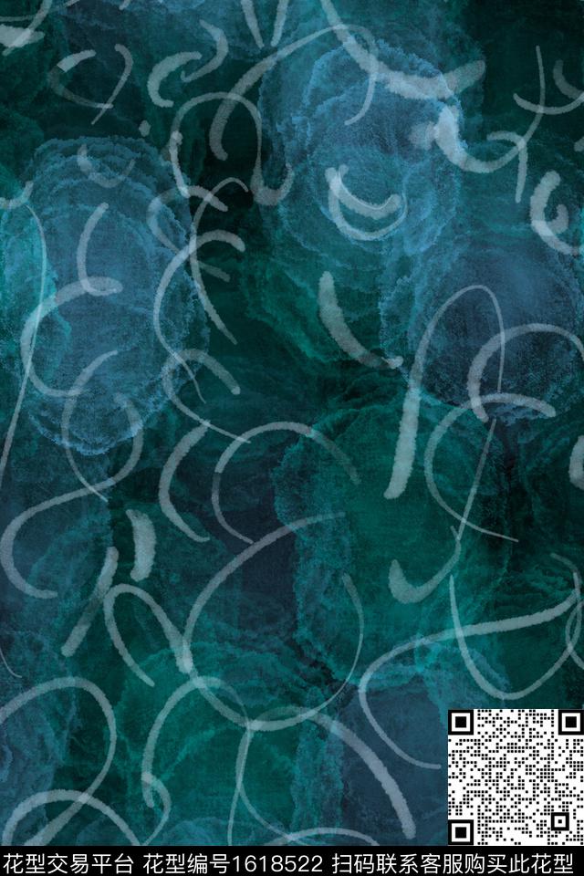 肌理水彩抽象数码印花华亿平台下载（图片编号: 1618522） - 瓦栏（Walan）