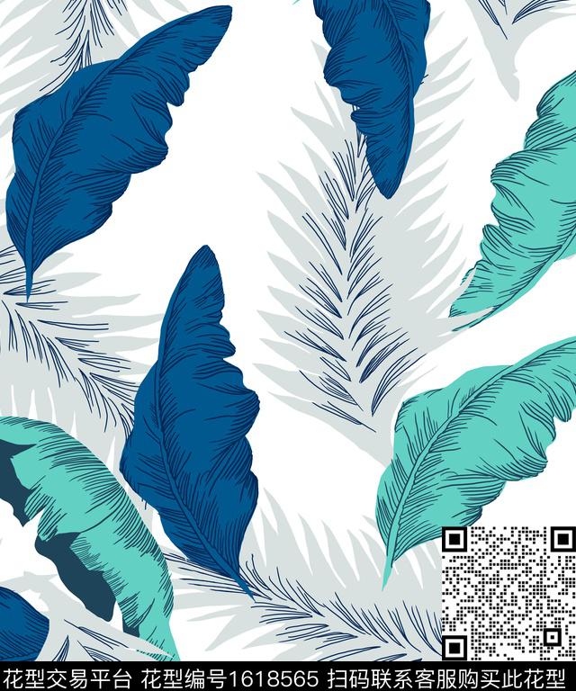 线条棕榈树热带华亿平台传统印花华亿平台下载（图片编号: 1618565） - 瓦栏（Walan）