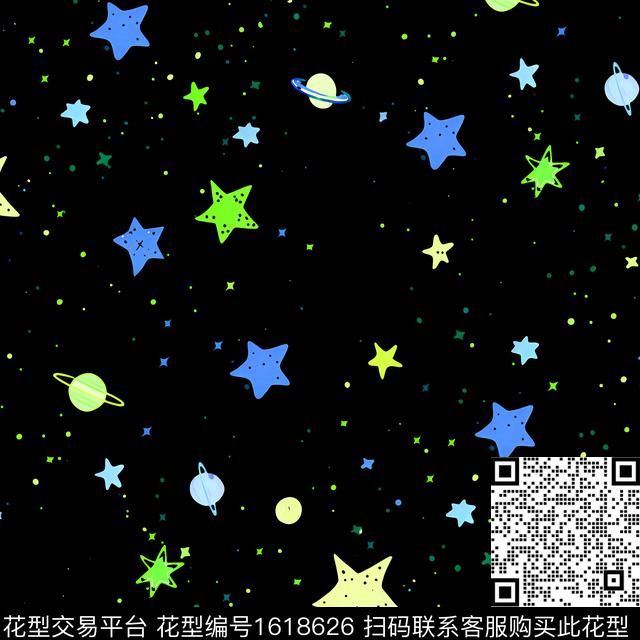 星星星空趣味数码印花华亿平台下载（图片编号: 1618626） - 瓦栏（Walan）
