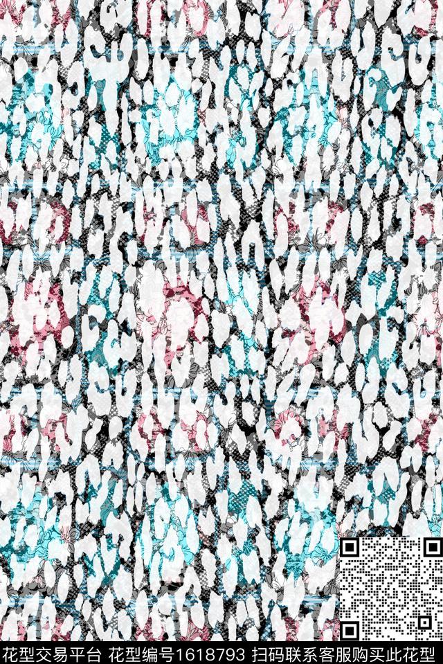 豹纹彩色几何小碎花数码印花华亿平台下载（图片编号: 1618793） - 瓦栏（Walan）