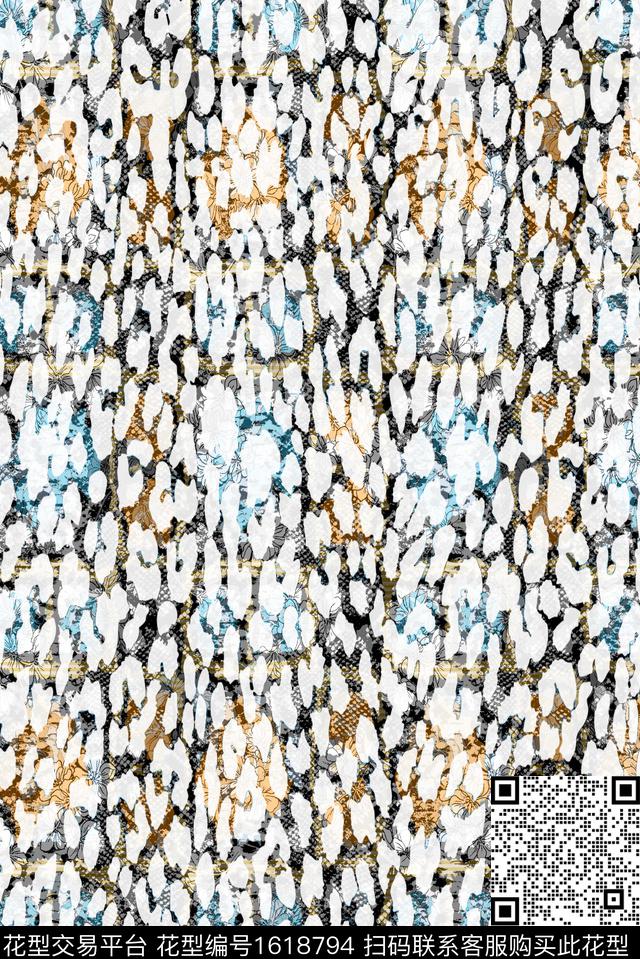 抽象蛇皮肌理数码印花华亿平台下载（图片编号: 1618794） - 瓦栏（Walan）