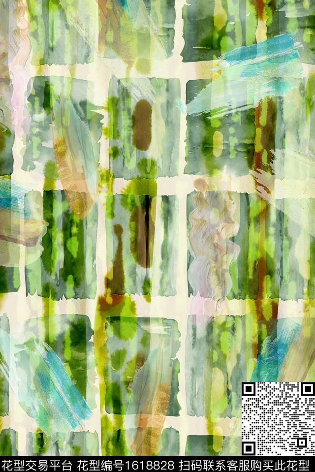 晕染肌理彩色几何笔触数码印花华亿平台下载（图片编号: 1618828） - 瓦栏（Walan）