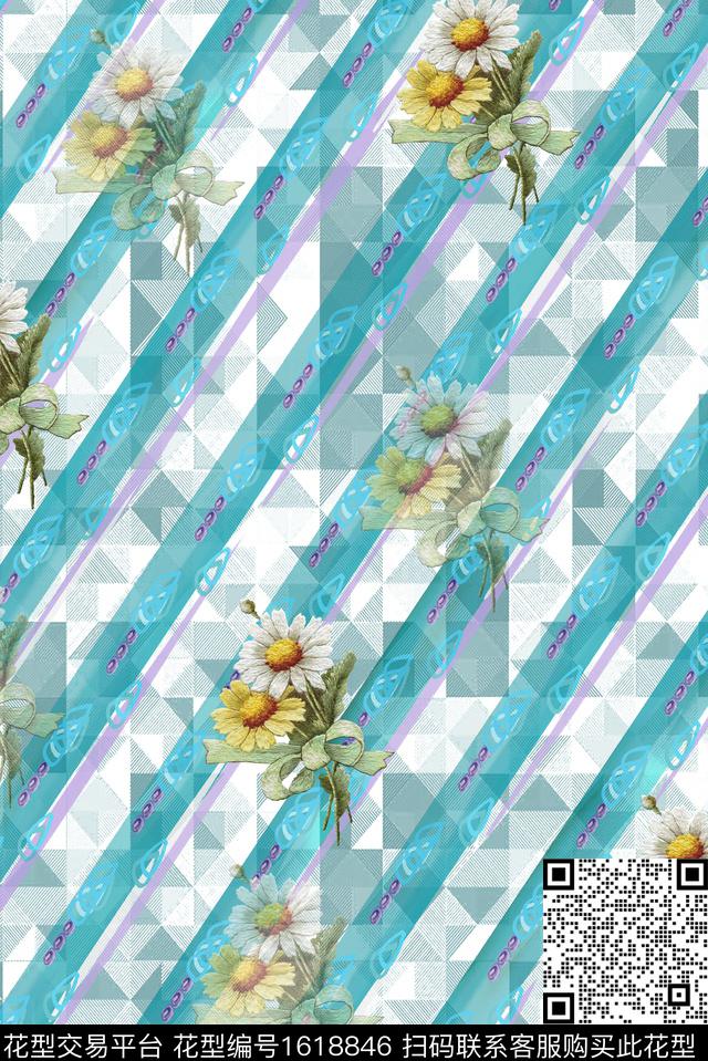 绣花华亿平台格子条纹数码印花华亿平台下载（图片编号: 1618846） - 瓦栏（Walan）