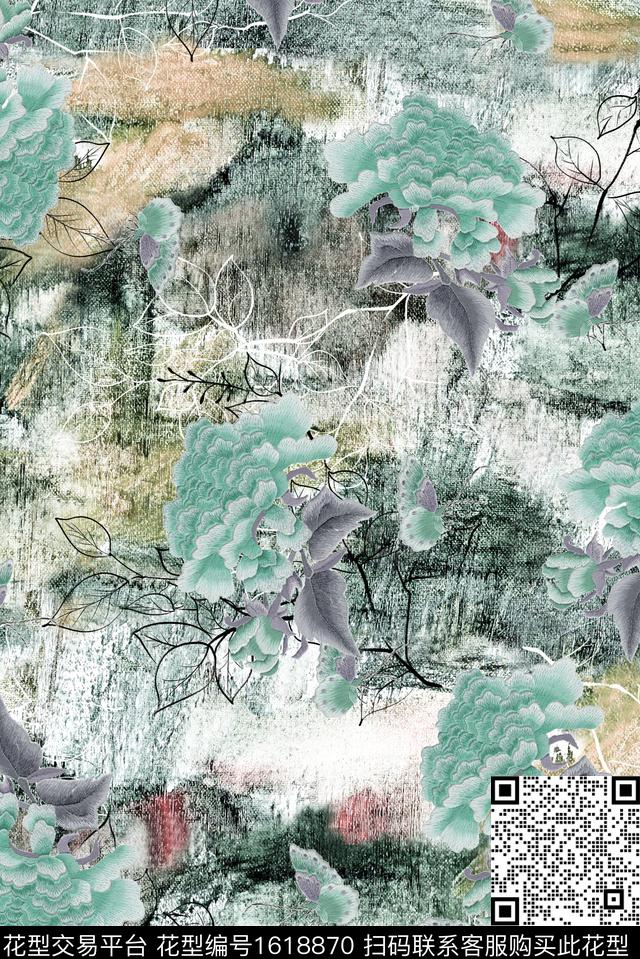 绣花华亿平台中老年中国风数码印花华亿平台下载（图片编号: 1618870） - 瓦栏（Walan）