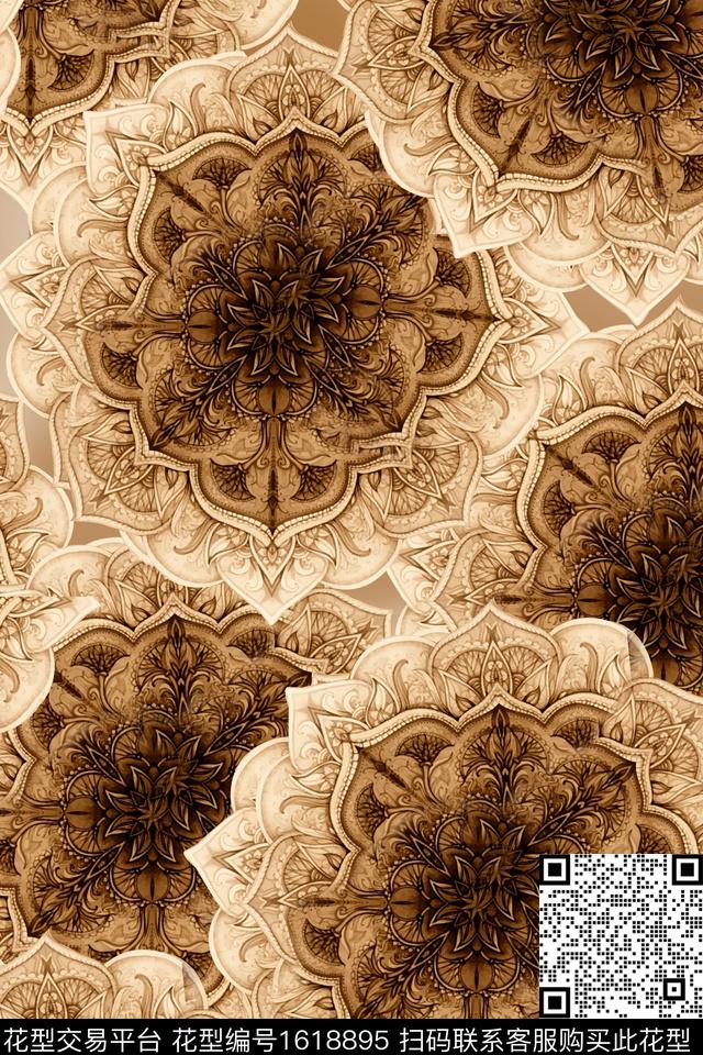 古典纹样民族风复古数码印花华亿平台下载（图片编号: 1618895） - 瓦栏（Walan）