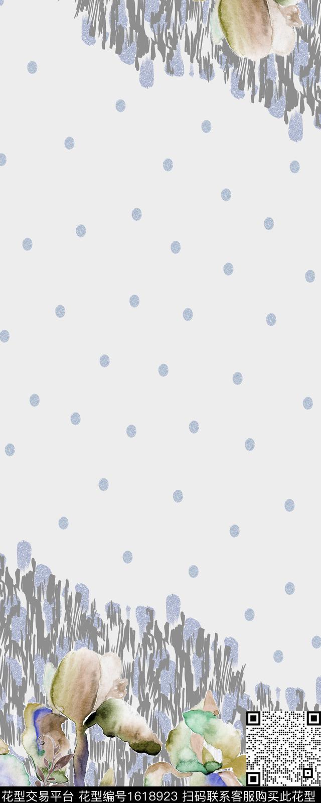彩色几何肌理水彩花卉数码印花华亿平台下载（图片编号: 1618923） - 瓦栏（Walan）