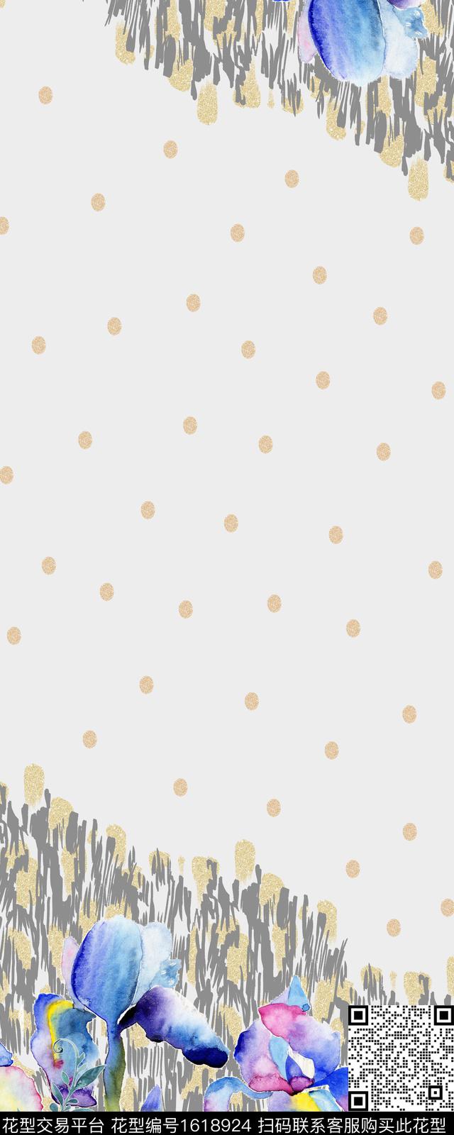 花卉水彩花卉定位花数码印花华亿平台下载（图片编号: 1618924） - 瓦栏（Walan）