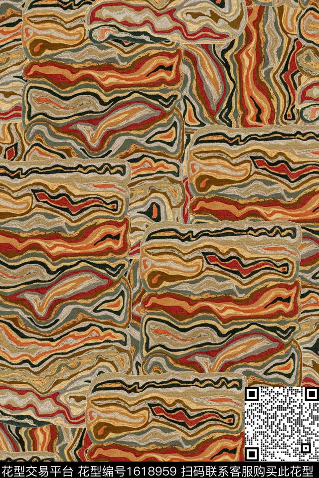 抽象肌理中老年数码印花华亿平台下载（图片编号: 1618959） - 瓦栏（Walan）