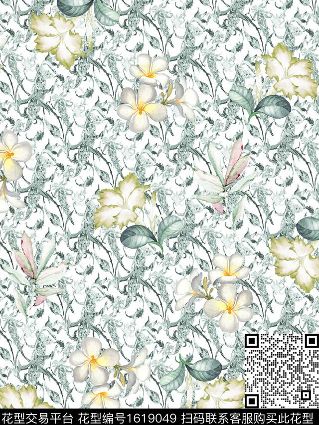 小清新小碎花佩斯利数码印花华亿平台下载（图片编号: 1619049） - 瓦栏（Walan）