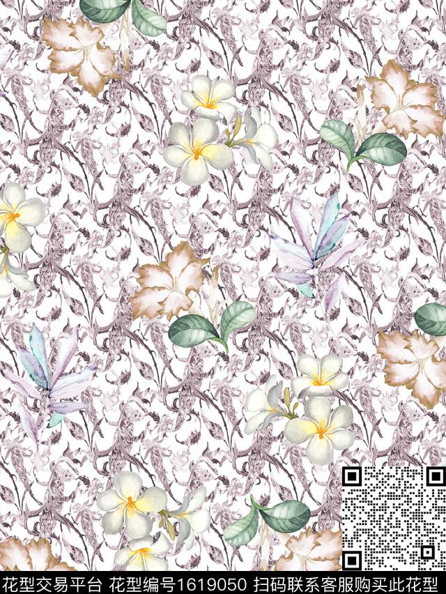 花卉民族风佩斯利数码印花华亿平台下载（图片编号: 1619050） - 瓦栏（Walan）