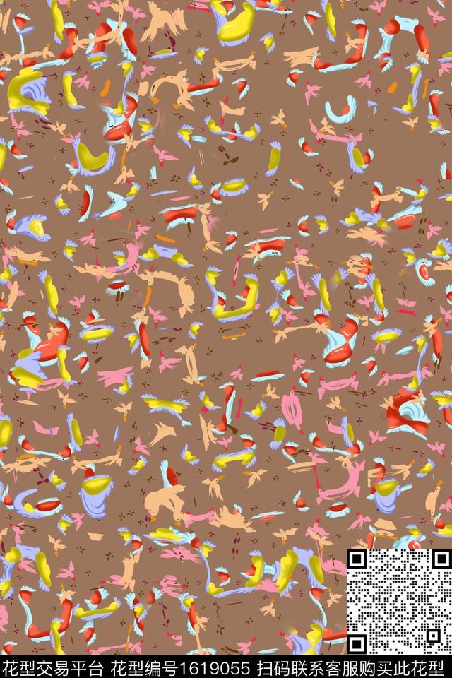 小清新小碎花抽象数码印花华亿平台下载（图片编号: 1619055） - 瓦栏（Walan）
