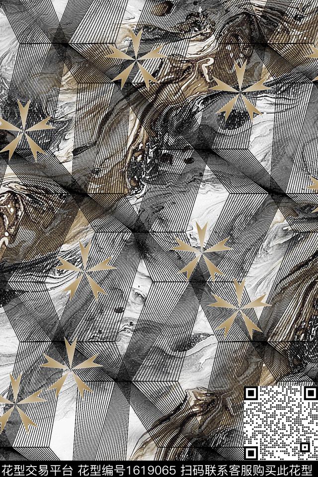 晕染肌理线条小碎花数码印花华亿平台下载（图片编号: 1619065） - 瓦栏（Walan）