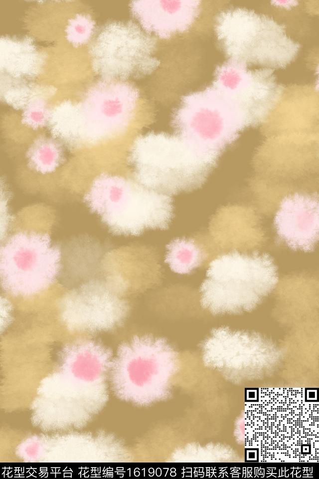 小清新笔触波点数码印花华亿平台下载（图片编号: 1619078） - 瓦栏（Walan）