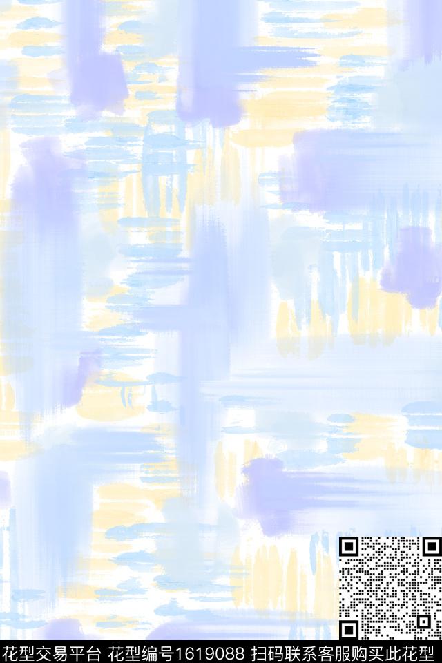 小清新笔触抽象数码印花华亿平台下载（图片编号: 1619088） - 瓦栏（Walan）