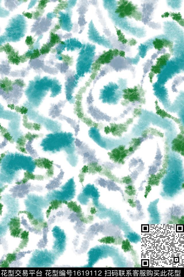 简约水彩笔触数码印花华亿平台下载（图片编号: 1619112） - 瓦栏（Walan）