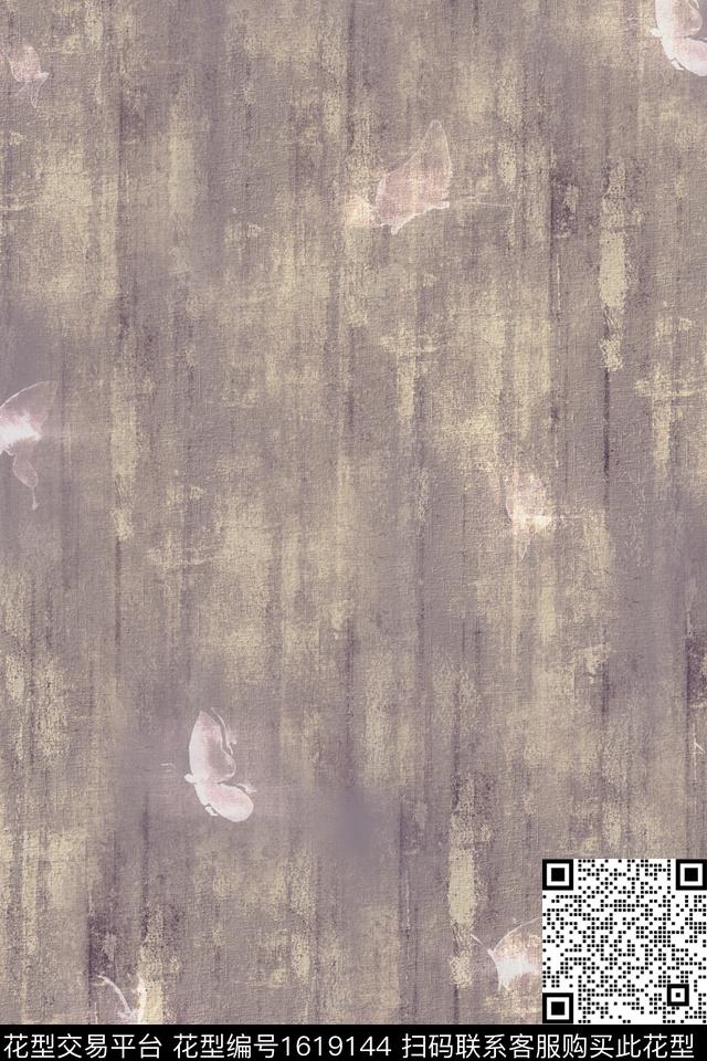 肌理抽象蝴蝶数码印花华亿平台下载（图片编号: 1619144） - 瓦栏（Walan）