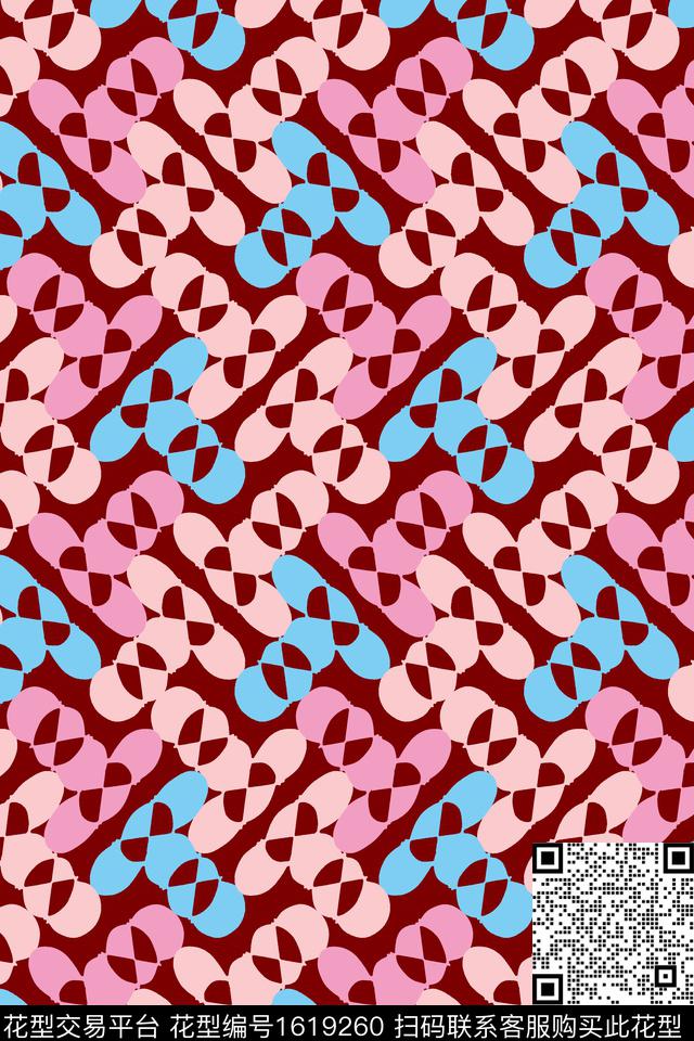 几何混合拼接传统印花华亿平台下载（图片编号: 1619260） - 瓦栏（Walan）