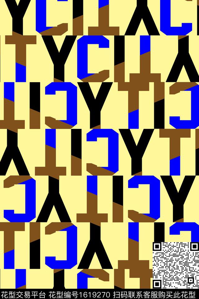 字母拼色传统印花华亿平台下载（图片编号: 1619270） - 瓦栏（Walan）