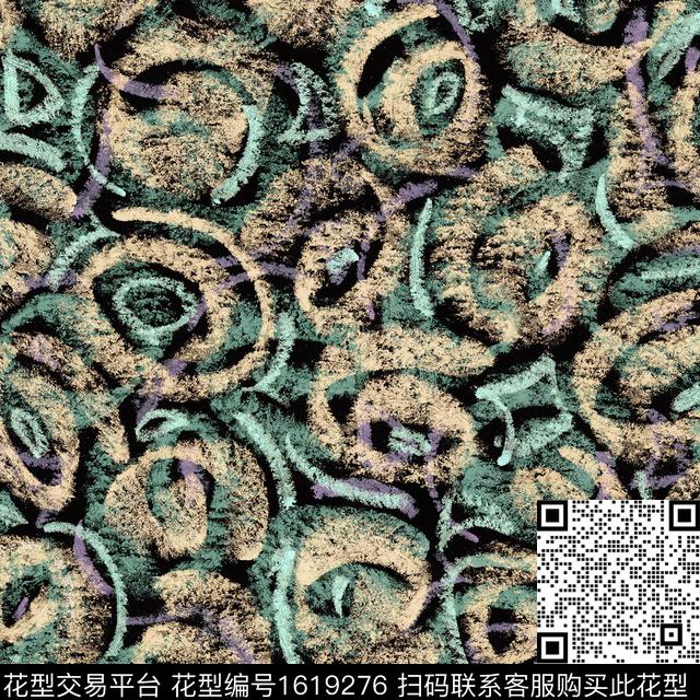 抽象笔触数码印花华亿平台下载（图片编号: 1619276） - 瓦栏（Walan）