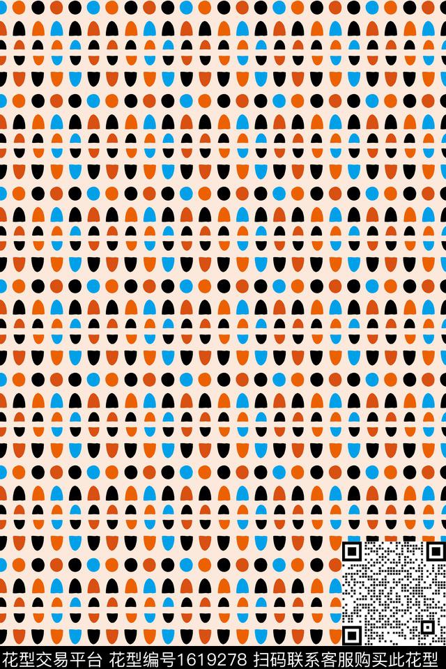 波点几何混合拼接传统印花华亿平台下载（图片编号: 1619278） - 瓦栏（Walan）