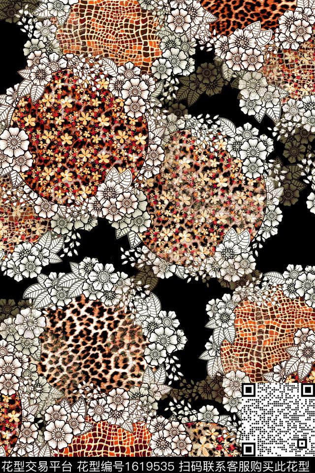 豹纹花卉中老年数码印花华亿平台下载（图片编号: 1619535） - 瓦栏（Walan）