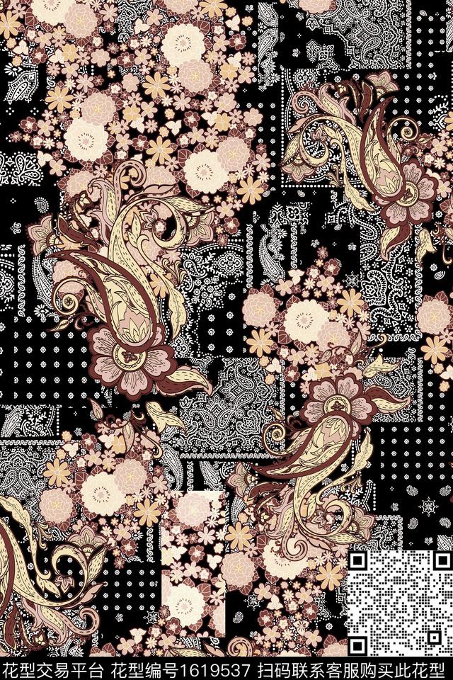 民族风花卉中老年数码印花华亿平台下载（图片编号: 1619537） - 瓦栏（Walan）