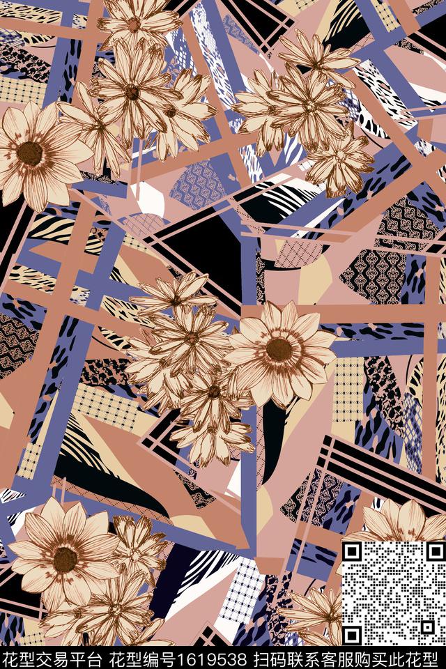 菊花花卉中老年数码印花华亿平台下载（图片编号: 1619538） - 瓦栏（Walan）
