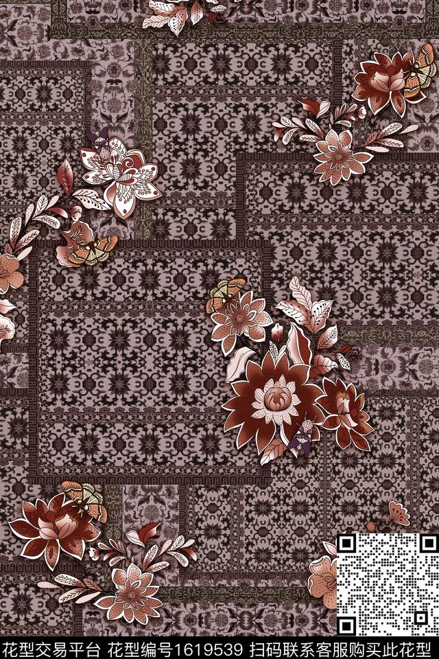 民族风花卉中老年数码印花华亿平台下载（图片编号: 1619539） - 瓦栏（Walan）