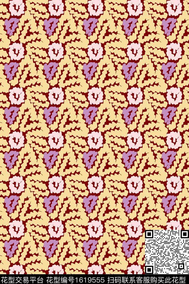 抽象波浪线数码印花华亿平台下载（图片编号: 1619555） - 瓦栏（Walan）