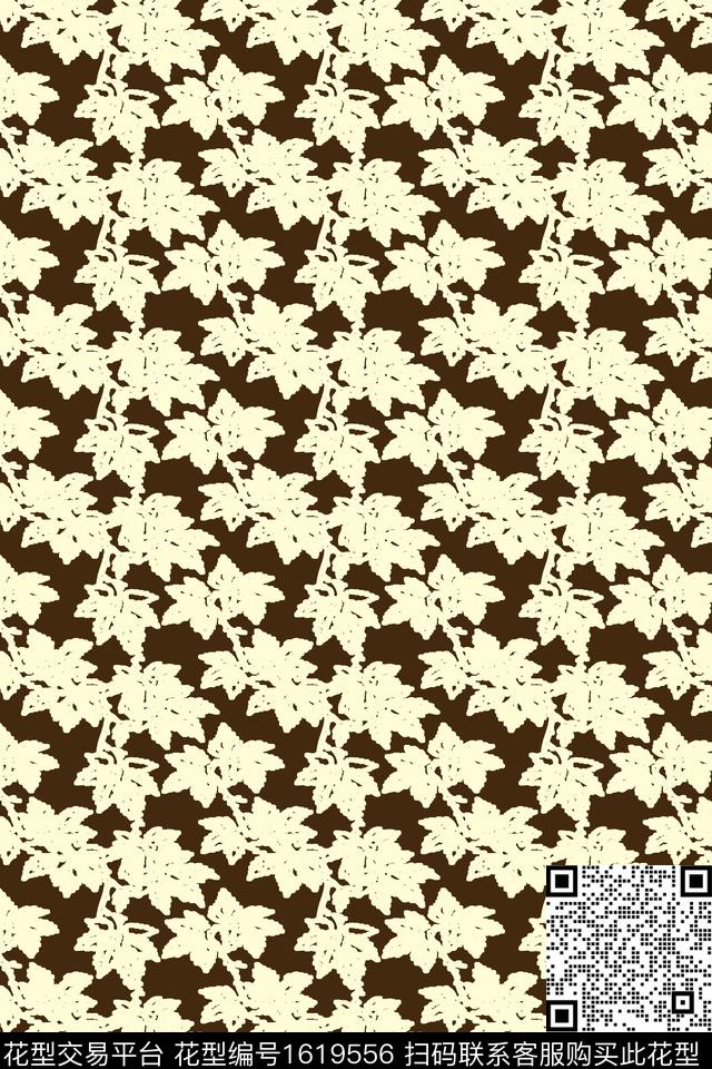 叶子绿植树叶数码印花华亿平台下载（图片编号: 1619556） - 瓦栏（Walan）