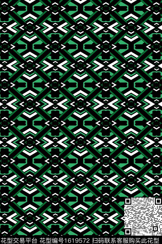 绿色格子几何数码印花华亿平台下载（图片编号: 1619572） - 瓦栏（Walan）