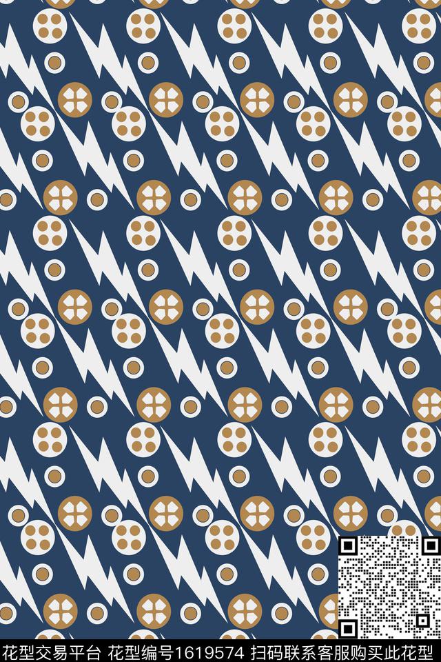 闪电趣味波点数码印花华亿平台下载（图片编号: 1619574） - 瓦栏（Walan）