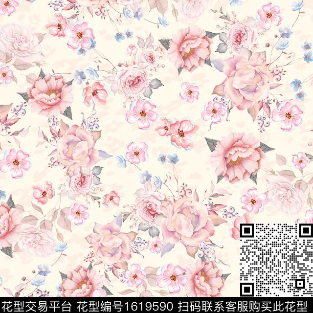 年轻女装花卉春夏华亿平台数码印花华亿平台下载（图片编号: 1619590） - 瓦栏（Walan）