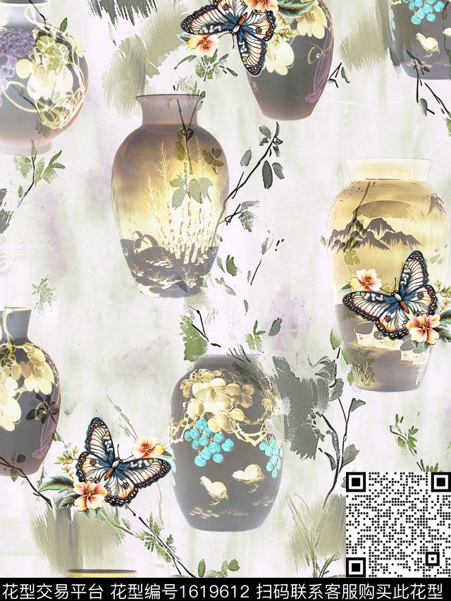 中国风瓷器花瓶数码印花华亿平台下载（图片编号: 1619612） - 瓦栏（Walan）