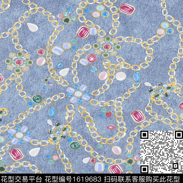 链条牛仔纹理珠宝数码印花华亿平台下载（图片编号: 1619683） - 瓦栏（Walan）