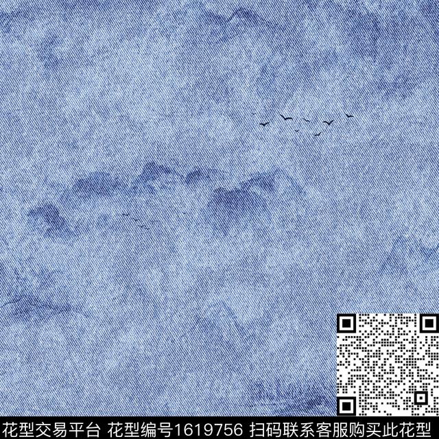 肌理山水牛仔纹理数码印花华亿平台下载（图片编号: 1619756） - 瓦栏（Walan）
