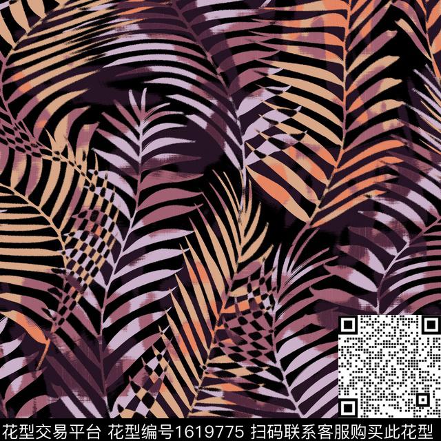 植物热带华亿平台椰子树传统印花华亿平台下载（图片编号: 1619775） - 瓦栏（Walan）