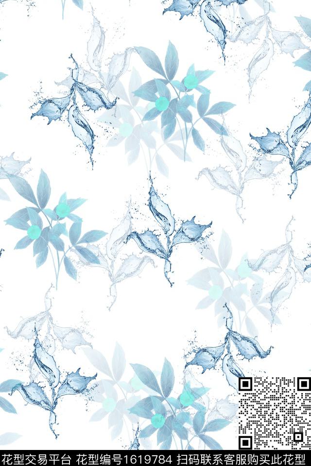 小清新花卉影花数码印花华亿平台下载（图片编号: 1619784） - 瓦栏（Walan）