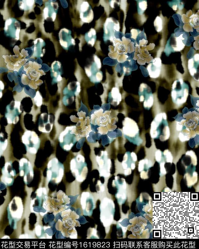 水彩花卉水墨数码印花华亿平台下载（图片编号: 1619823） - 瓦栏（Walan）