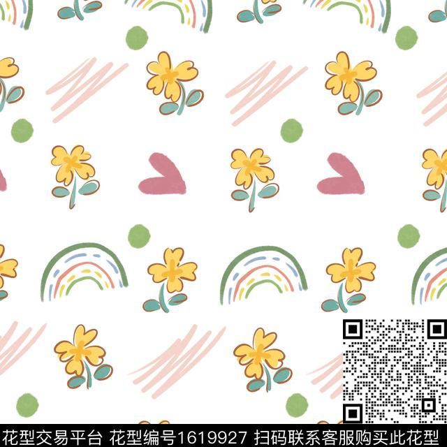 小清新花卉爱心数码印花华亿平台下载（图片编号: 1619927） - 瓦栏（Walan）