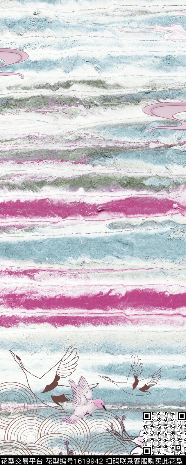 晕染肌理线条画扎染华亿平台数码印花华亿平台下载（图片编号: 1619942） - 瓦栏（Walan）