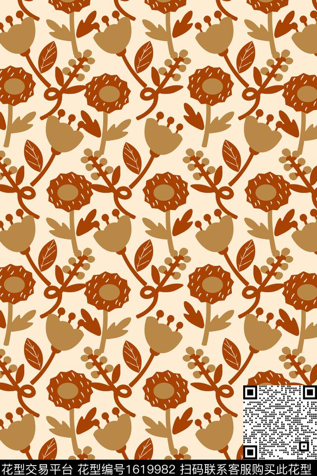 满版散花花卉平面花卉数码印花华亿平台下载（图片编号: 1619982） - 瓦栏（Walan）
