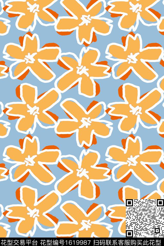 清爽底花卉花卉线条花卉传统印花华亿平台下载（图片编号: 1619987） - 瓦栏（Walan）