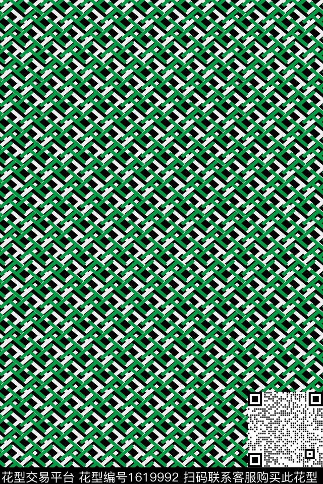 绿色格子数码印花华亿平台下载（图片编号: 1619992） - 瓦栏（Walan）