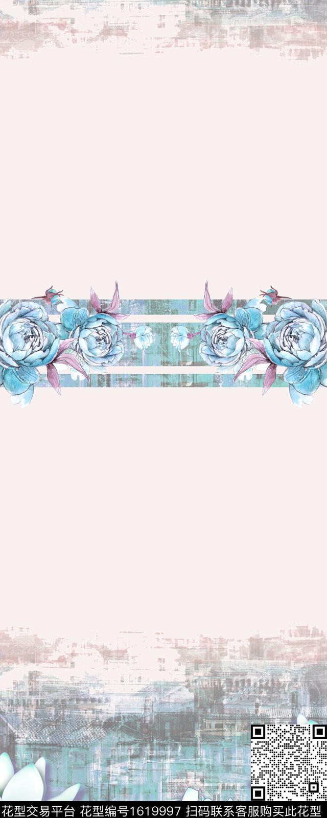 花卉玉兰花风景定位数码印花华亿平台下载（图片编号: 1619997） - 瓦栏（Walan）