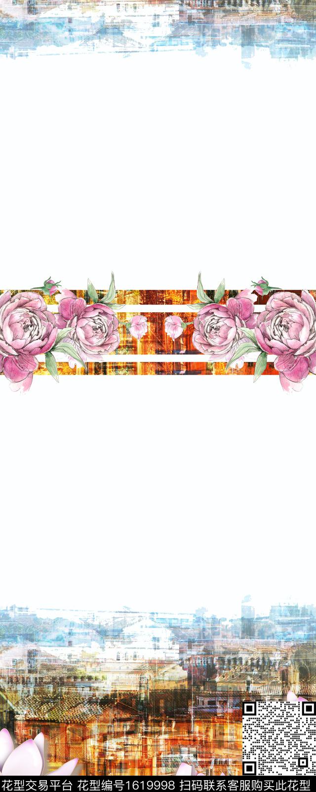 花卉定位花风景景观数码印花华亿平台下载（图片编号: 1619998） - 瓦栏（Walan）