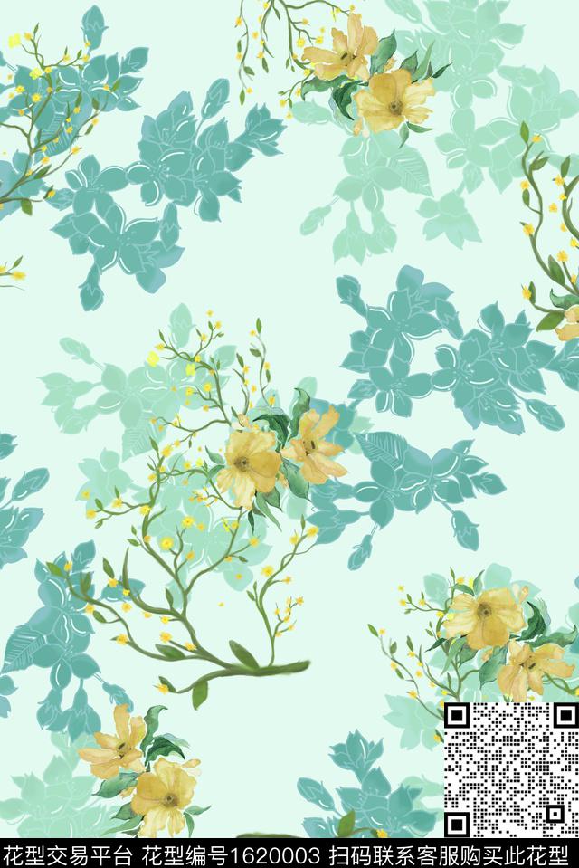 中国风小清新小碎花数码印花华亿平台下载（图片编号: 1620003） - 瓦栏（Walan）