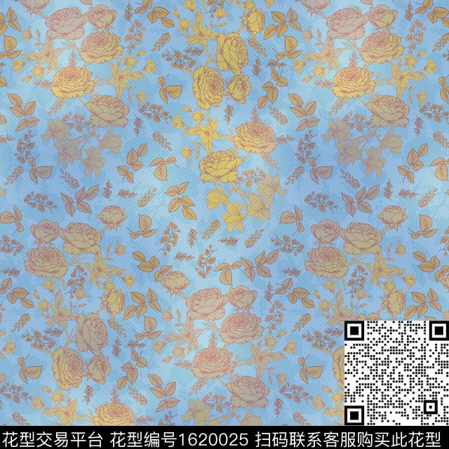 花卉影花小碎花数码印花华亿平台下载（图片编号: 1620025） - 瓦栏（Walan）