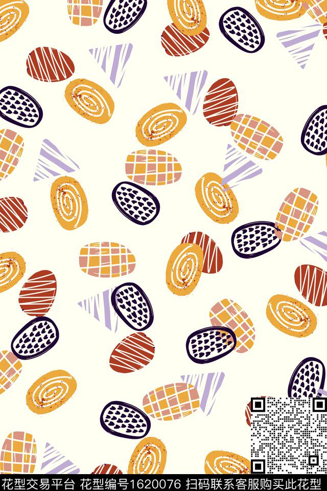 趣味几何三角形传统印花华亿平台下载（图片编号: 1620076） - 瓦栏（Walan）