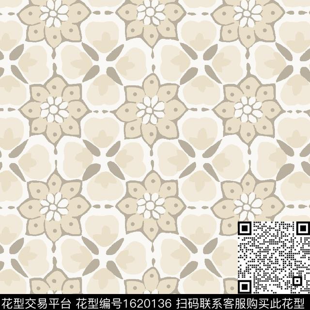 花卉民族风数码印花华亿平台下载（图片编号: 1620136） - 瓦栏（Walan）